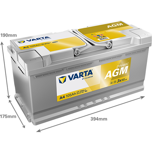 Varta Dynamic AGM A4 / 605 901 095 start-stop accu (12V, 105Ah, 950A)  AVA00197 - 2