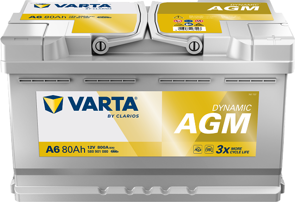 Varta Dynamic AGM A6 / 580 901 080 start-stop accu (12V, 80Ah, 800A)  AVA00196 - 1