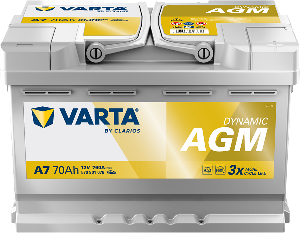 Varta Dynamic AGM A7 / 570 901 076 start-stop accu (12V, 70Ah, 760A)  AVA00193 - 1