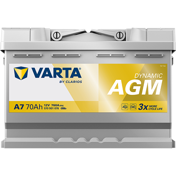 Varta Dynamic AGM A7 / 570 901 076 start-stop accu (12V, 70Ah, 760A)  AVA00193 - 3