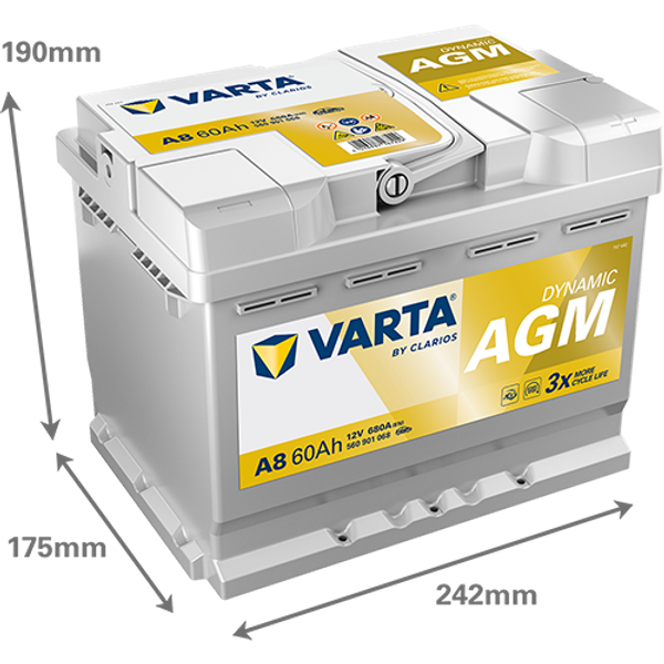 Varta Dynamic AGM A8 / 560 901 068 start-stop accu (12V, 60Ah, 680A)  AVA00189 - 2