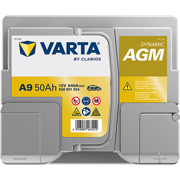 Varta Dynamic AGM A9 / 550 901 054 start-stop accu (12V, 50Ah, 540A) AVA00704 - 3