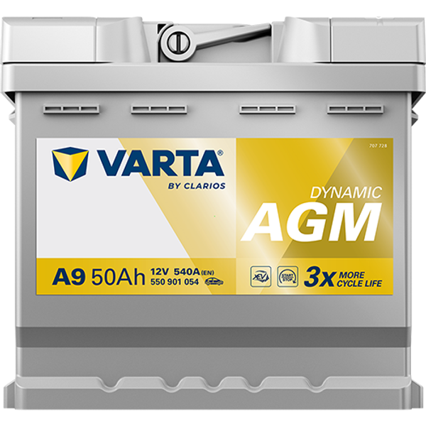 Varta Dynamic AGM A9 / 550 901 054 start-stop accu (12V, 50Ah, 540A) AVA00704 - 4