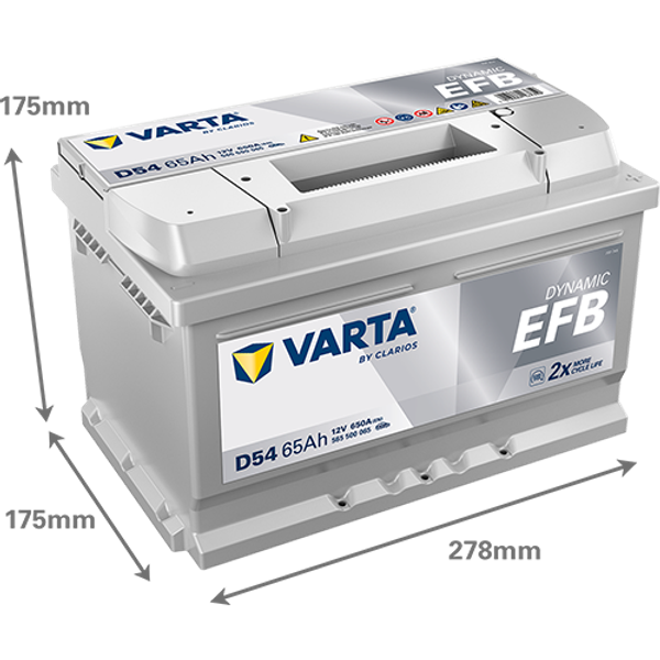 Varta Dynamic EFB D54 / 565 500 065 start-stop accu (12V, 65Ah, 650A)  AVA00199 - 2
