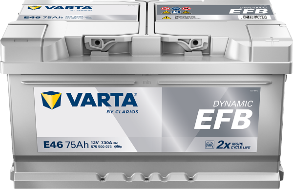 Varta Dynamic EFB E46 / 575 500 073 start-stop accu (12V, 75Ah, 730A)  AVA00191 - 1