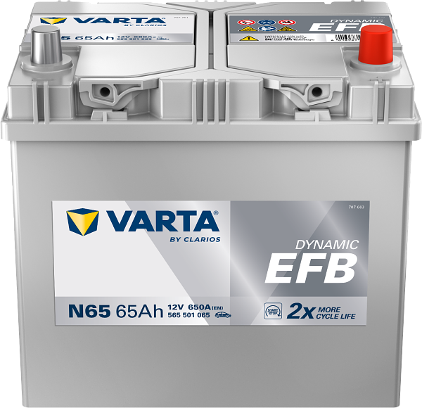 Varta Dynamic EFB N65 / 565 501 065 start-stop accu (12V, 65Ah, 650A) AVA00705 - 1