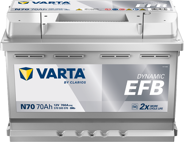 Varta Dynamic EFB N70 / 570 500 076 start-stop accu (12V, 70Ah, 760A)  AVA00192 - 1
