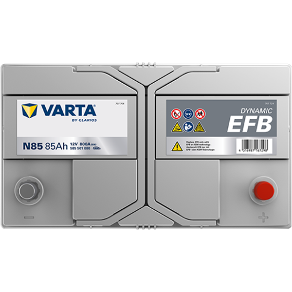 Varta Dynamic EFB N85 / 585 501 080 start-stop accu (12V, 85Ah, 800A) AVA00707 - 4