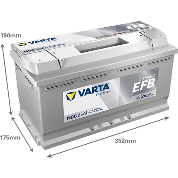 Varta Dynamic EFB N95 / 595 500 085 start-stop accu (12V, 95Ah, 850A)  AVA00198 - 2