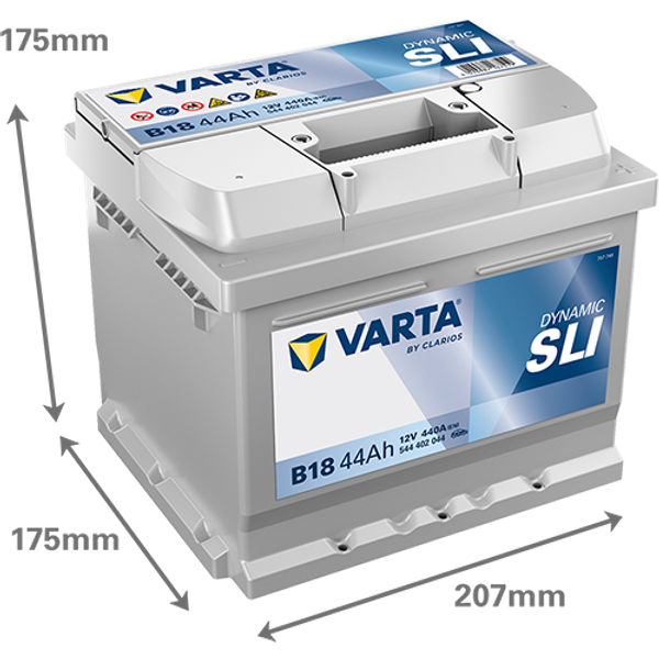 Varta Dynamic SLI B18 / 544 402 044 accu (12V, 44Ah, 440A)  AVA00274 - 2