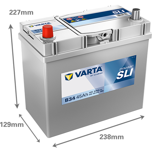 Varta Dynamic SLI B34 / 545 158 033 accu (12V, 45Ah, 330A) AVA00702 - 2