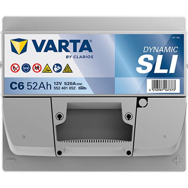 Varta Dynamic SLI C6 / 552 401 052 accu (12V, 52Ah, 520A) AVA00587 - 4