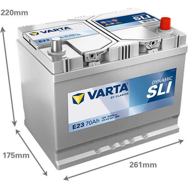 Varta Dynamic SLI E23 / 570 412 063 accu (12V, 70Ah, 630A)  AVA00270 - 2