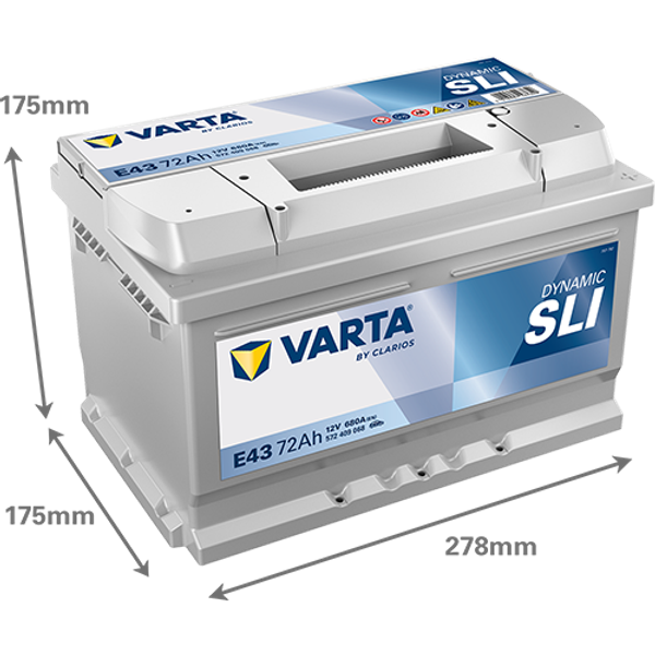 Varta Dynamic SLI E43 / 572 409 068 accu (12V, 72Ah, 680A)  AVA00264 - 2