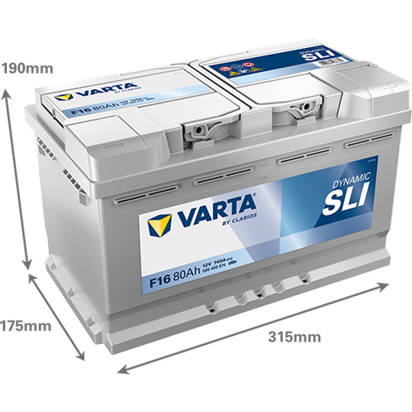 Varta Dynamic SLI F16 / 580 500 074 accu (12V, 80Ah, 740A)  AVA00279 - 2