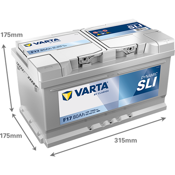Varta Dynamic SLI F17 / 580 406 074 accu (12V, 80Ah, 740A)  AVA00271 - 2