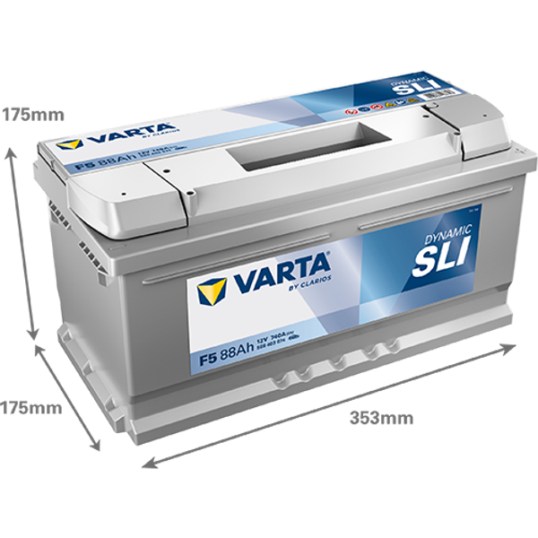 Varta Dynamic SLI F5 / 588 403 074 accu (12V, 88Ah, 740A) AVA00282 - 2