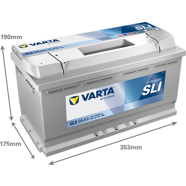 Varta Dynamic SLI G3 / 595 402 080 accu (12V. 95Ah, 800A)  AVA00265 - 2