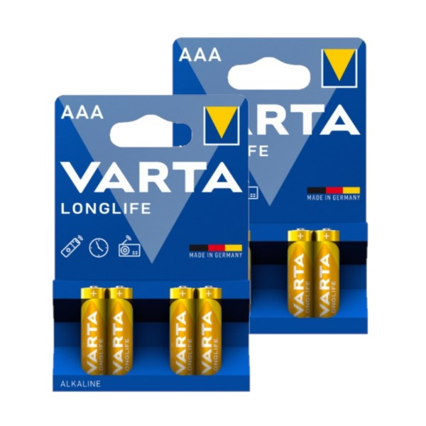 Varta Longlife AAA / MN2400 LR03 Alkaline Batterij (4 stuks) Varta 123accu.nl