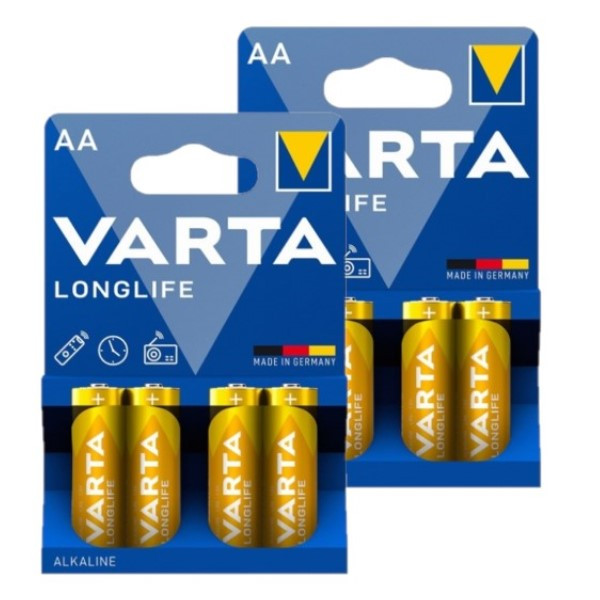 Varta Longlife AA / MN1500 / LR06 Alkaline Batterij 8 stuks  AVA00466 - 1