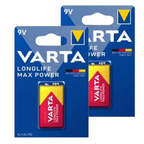 Varta Longlife Max Power 9V / 6LR61 / E-Block Alkaline Batterij 2 stuks  AVA00475 - 1