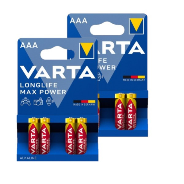 Varta Longlife Max Power AAA / MN2400 / LR03 Alkaline Batterij 8 stuks  AVA00450 - 1