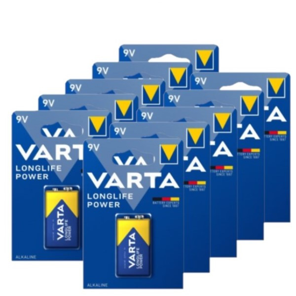 Varta Longlife Power 9V / 6LR61 / E-Block Alkaline Batterij 10 stuks  AVA00509 - 1
