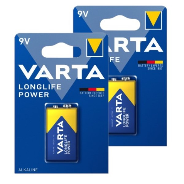 Varta Longlife Power 9V / 6LR61 / E-Block Alkaline Batterij 2 stuks  AVA00503 - 1