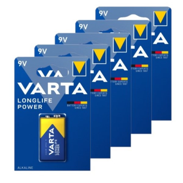 Varta Longlife Power 9V / 6LR61 / E-Block Alkaline Batterij 5 stuks  AVA00518 - 1