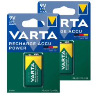 Varta Oplaadbare 9V / E-block / 6HR61 Ni-Mh Batterij (2 stuks, 200 mAh)  AVA00354