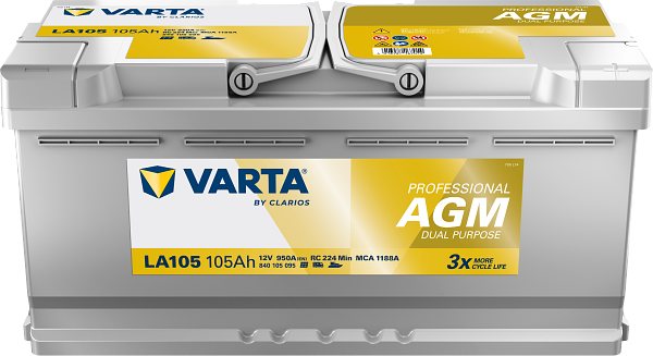 Varta Professional AGM Dual Purpose LA105 / 840 105 095 accu (12V, 105Ah, 950A)  AVA00247 - 1