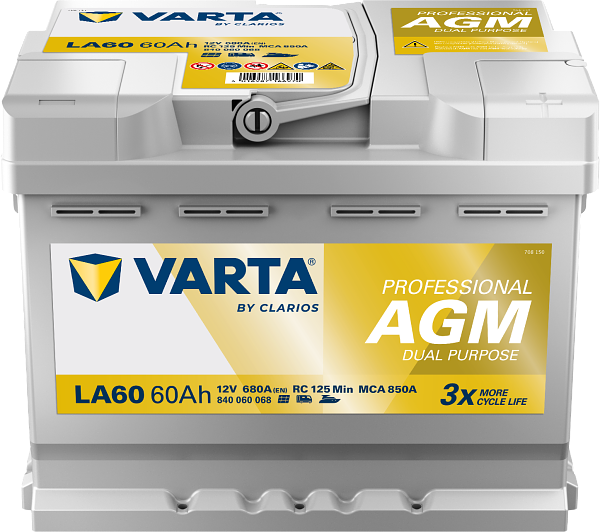 Varta Professional AGM Dual Purpose LA60 / 840 060 068 accu (12V, 60Ah, 680A)  AVA00250 - 1
