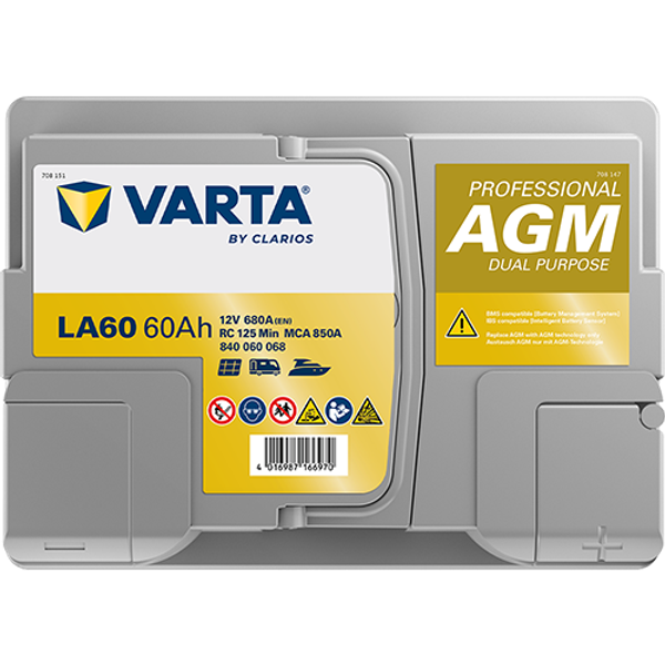 Varta Professional AGM Dual Purpose LA60 / 840 060 068 accu (12V, 60Ah, 680A)  AVA00250 - 4