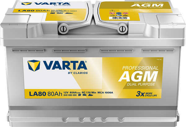 Varta Professional AGM Dual Purpose LA80 / 840 080 080 accu (12V, 80Ah, 800A)  AVA00251 - 1