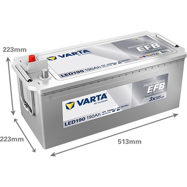 Varta Professional EFB Dual Purpose LED190 / 930 190 105 accu (12V, 190Ah, 1050A)  AVA00326 - 2