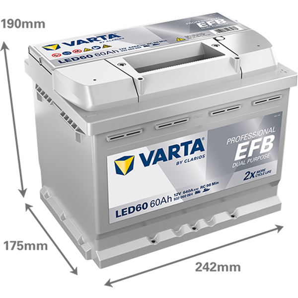 Varta Professional EFB Dual Purpose LED60 / 930 060 068 accu (12V, 60Ah, 640A)  AVA00327 - 2