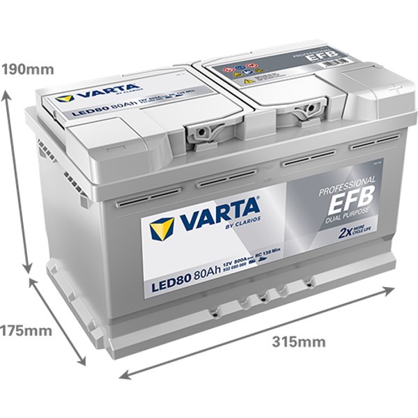 Varta Professional EFB Dual Purpose LED80 / 930 080 080 accu (12V, 80Ah, 800A)  AVA00329 - 2