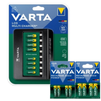 Varta USB-C LCD-Multilader+ inclusief AA en AAA oplaadbare Ni-Mh batterijen (8 stuks, 1000 mAh, 2100 mAh) AVA00668