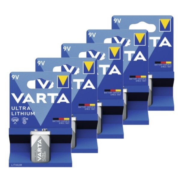 Varta Ultra 6FR61 / 9V E-Block Lithium Batterij (5 stuks) AVA00431 - 1