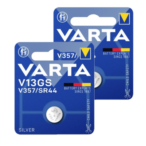 Varta V357 / SR1154W / SR44 / V13GS zilveroxide knoopcel batterij 2 stuks  AVA00558 - 1