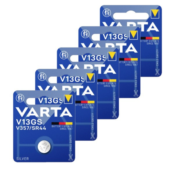 Varta V357 / SR1154W / SR44 / V13GS zilveroxide knoopcel batterij 5 stuks  AVA00557 - 1