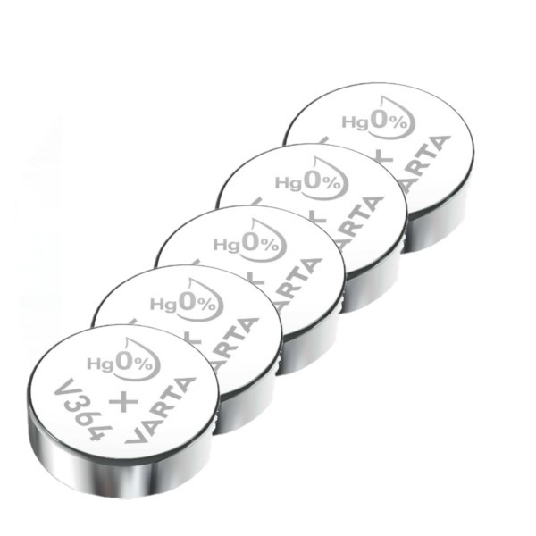 Varta V364 / SR621SW / SR60 zilveroxide knoopcel batterij 5 stuks AVA00643 - 1