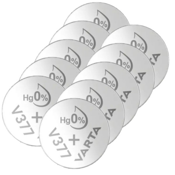 Varta V377 / SR626SW / SR66 zilveroxide knoopcel batterij 10 stuks AVA00641 - 1