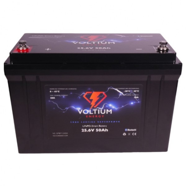 Voltium Energy LiFePO4 Smart Battery (25.6V, 50 Ah)  AVO00154 - 1