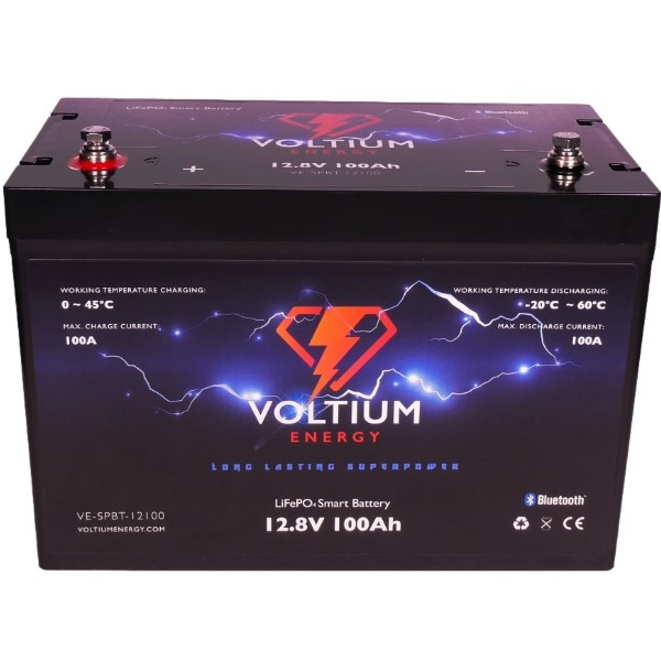 Voltium Energy VE-SPBT-12100 Smart Battery (12.8V, 100Ah, 1280Wh, LiFePO4) AVO00155 - 1