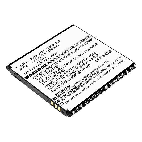 Wiko 2510 / S104-K42000-065 accu (3.7 V, 1300 mAh, 123accu huismerk)  AWI00122 - 1