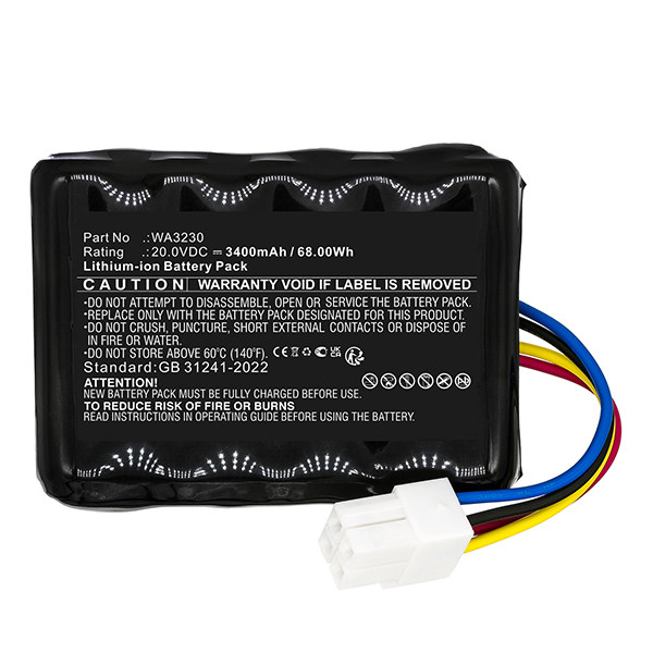 Worx WA3230 / WA3231 / 50032492 accu (20 V, 3.4 Ah, 68 Wh 123accu huismerk) AWO00111 - 1