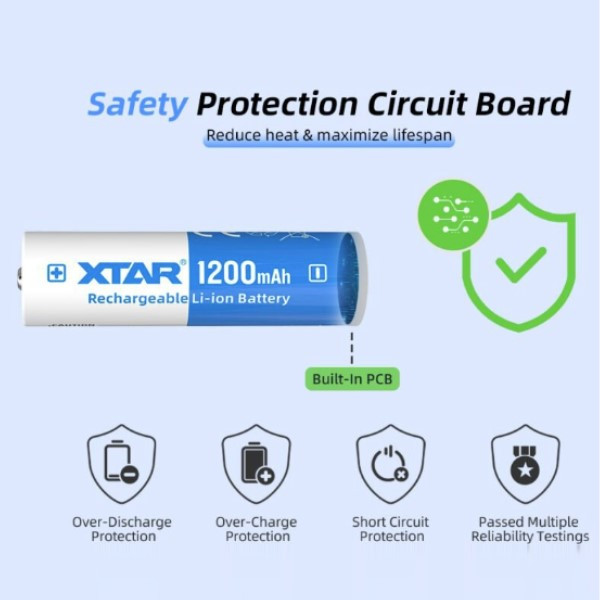 XTAR 10 stuks XTAR 14500 oplaadbare lithium batterijen (3.7 V, 2A, 1200 mAh)  AXT00075 - 3