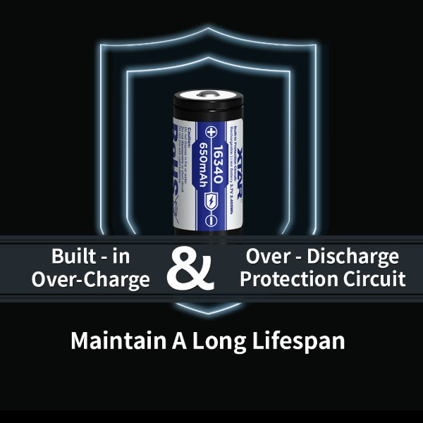 10 stuks XTAR RCR123A / 16340 oplaadbare lithium batterijen (3.7 V, Li-ion, 650 mAh. 1.95A) AXT00049 - 3