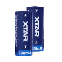 XTAR 2 stuks XTAR 26650 oplaadbare lithium batterijen (3.6 V, 5200 mAh, 10A)  AXT00056